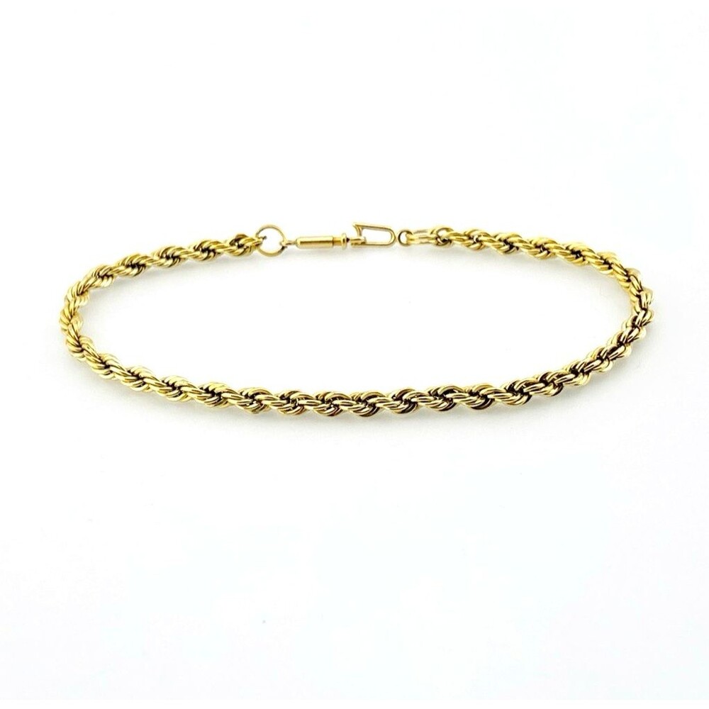 Vintage Gold Filled Rope Chain Bracelet 7 Inch 3mm Tube Clasp
